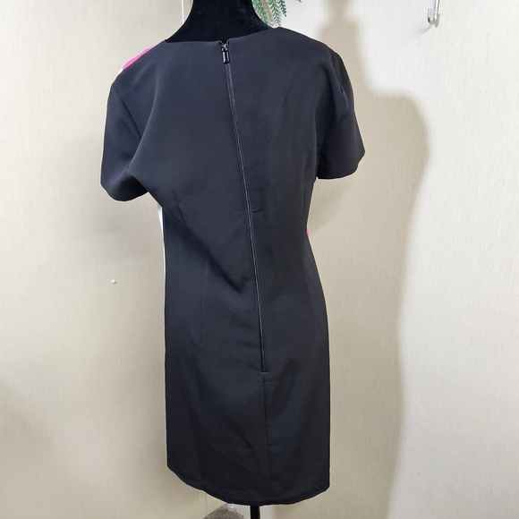 Karl Lagerfeld Geometric Color Block Shift Dress Size 8 Bold Modern 3/4 Zip - Picture 4 of 9